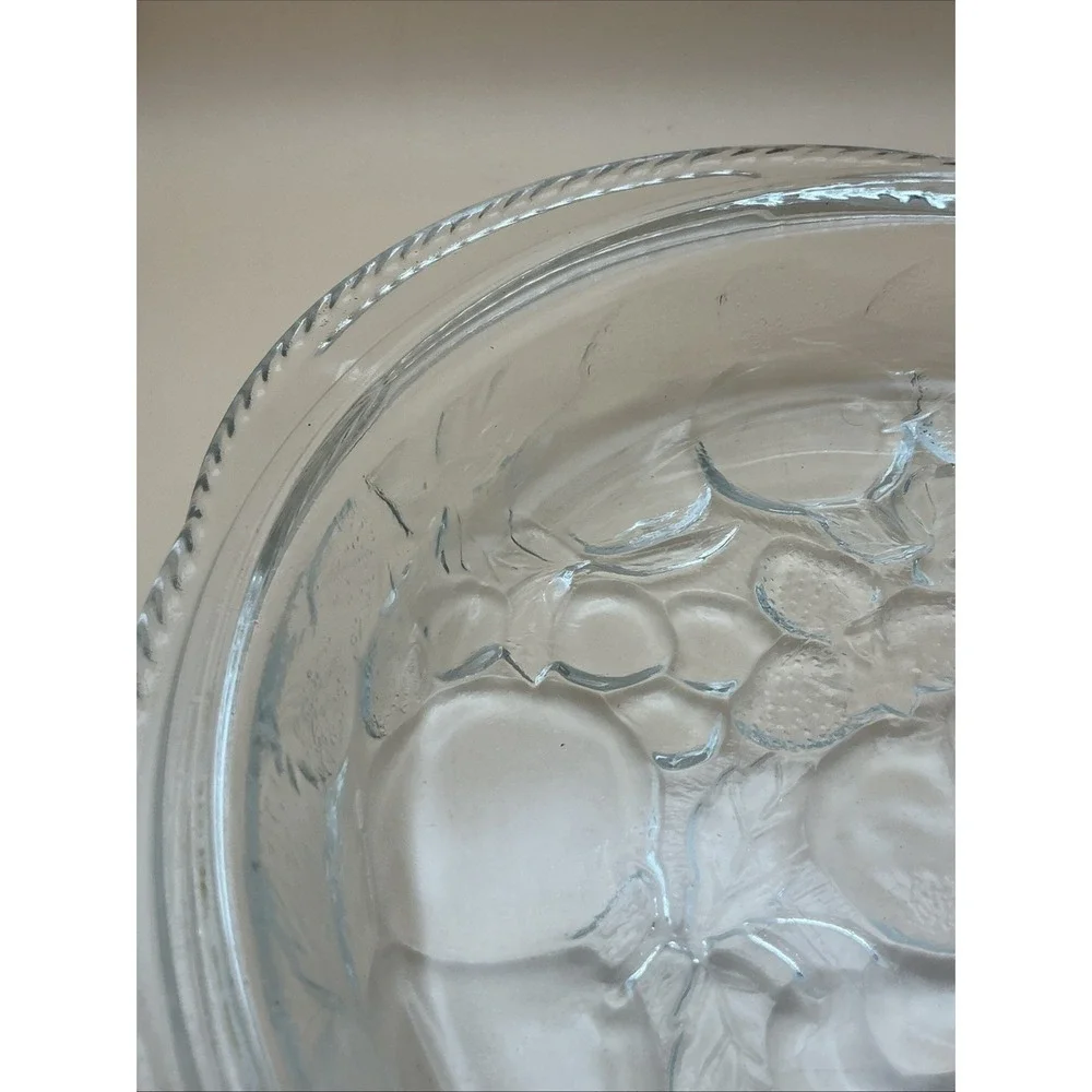 Vintage Libbey Orchard Fruit Clear Glass Casserole Lid 9